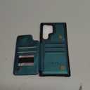 Vinich for Samsung Galaxy S22 Ultra Wallet Case with Card Holder, RFID Blocking Credit Slots Kickstand Shockproof Phone Cover Fit for Galaxy S22 Ultra 6.8" Bluish Green