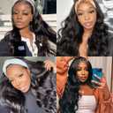 SAPPHIREWIGS Headband Wig for Black Women Loose Body Wave Synthetic Hair Wavy Glueless None Lace Front Wigs Natural Black Color Wigs 150% Density 26inch