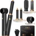 OKWRAP 5 in 1 Negative Ionic Hair Dryer Brush, Hot Air Styler with Auto Wrap Curler, Detachable Blow Dry Brush for Drying, Curling, Straightening & Smoothing
