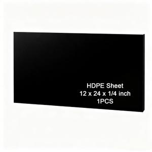 HDPE Sheet 1/4-12" x 24" High Density Polyethylene Sheets with Protective Film 1/4 Thick HDPE Plastic Sheet Board Solid Plastic Block for Flat Panel DIY Projects Machining Home (Black)
