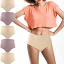 BATTEWA Incontinence Underwear for Women Washable, Leak Proof Underwear High Waist Cotton,Bladder Leakage 50ML (Beige-Blush, Large, 5 Pack)