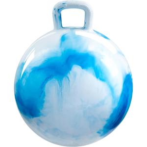 Bedwina Hopper Ball with Handle for Kids 18-inch (45cm) Bouncy Balls for Kids, Jumping Kangaroo Hippity Hop, Hopping Sit and Spin with Handle with Hand Pump, Marble Blue & White (Ages 3-7 (18 Inch))