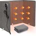 Under Desk Leg Warmer with Blanket, Foldable Space Heater with Timer & Thermostat, Electric Portable Leg Heater for Indoor Use, Quiet & Small Space Foot Warmer for Office & Home, 4-Fold