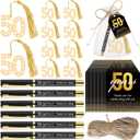 Spakon 25 Set 50th Birthday Party Favor for Guest Anniversary Party Favor Golden Birthday Bookmark Thanks Coming Pen with Tag Appreciation Gifts for Women Men Wedding Anniversary