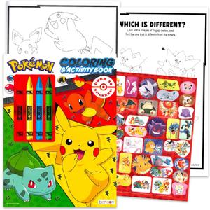 Pokemon Party Favors for Kids 8"x11" - Party Supplies Bundle Includes 12 Pokemon Coloring Books for Kids and 12 Pokemon Cards, Jumbo Crayons | Pokemon Party Favors Bulk