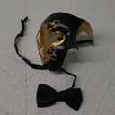 IncreDecor Masquerade Mask for Men Phantom of The Opera Half Face Mask with Bowtie, Venetian Masks for Halloween Party