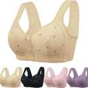 Daisy Bras for Older Women No Underwire Front Closure Comfort Senior Wireless Snap Closing Bra (Apricot)