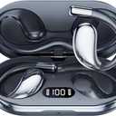 sixco New Open Ear Headphones Pain-Free Earbuds Wireless 5.4 Bluetooth Ear Buds with LED Digital Display Charging Case IP55, Touch Control Air Conduction Stereo Sound (Black)