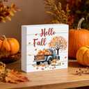 2 x Fall Decorations for Home Fall Decor Autumn Wooden Sign 5.9 x 5.9 Inch, 5.9 x 5.9 x 1.18 inches