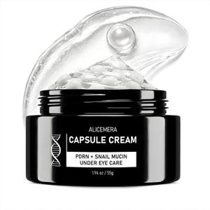 Under Eye Cream for Women and Men - PDRN Capsule Cream, 1.94 oz | With Snail Mucin, Niacinamide, Vitamin C and Collagen for Tired-Looking Eyes, Puffiness, Dark Circles and Fine Lines