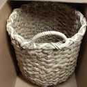 Newtay 1 Pcs Water Hyacinth Wicker Storage Basket 14 x 12 Inch | Handles Round, Boho Woven Blanket Basket, Laundry Pillows, Plants Natural, Farmhouse Bedroom Living Room Decor