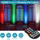Rechargeable Par Lights, RGBW LED Uplights Battery Powered Stage Light, HOLDLAMP Par Can DJ Lights Sound Activated with Remote & DMX Control for Festival Party Event Wedding Bar, Size: 4 Packs, up to 7 colors with rich lighting effects