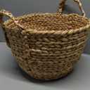 Decorative Round Wicker Woven  Storage Blanket Basket with Braided Handles - Medium