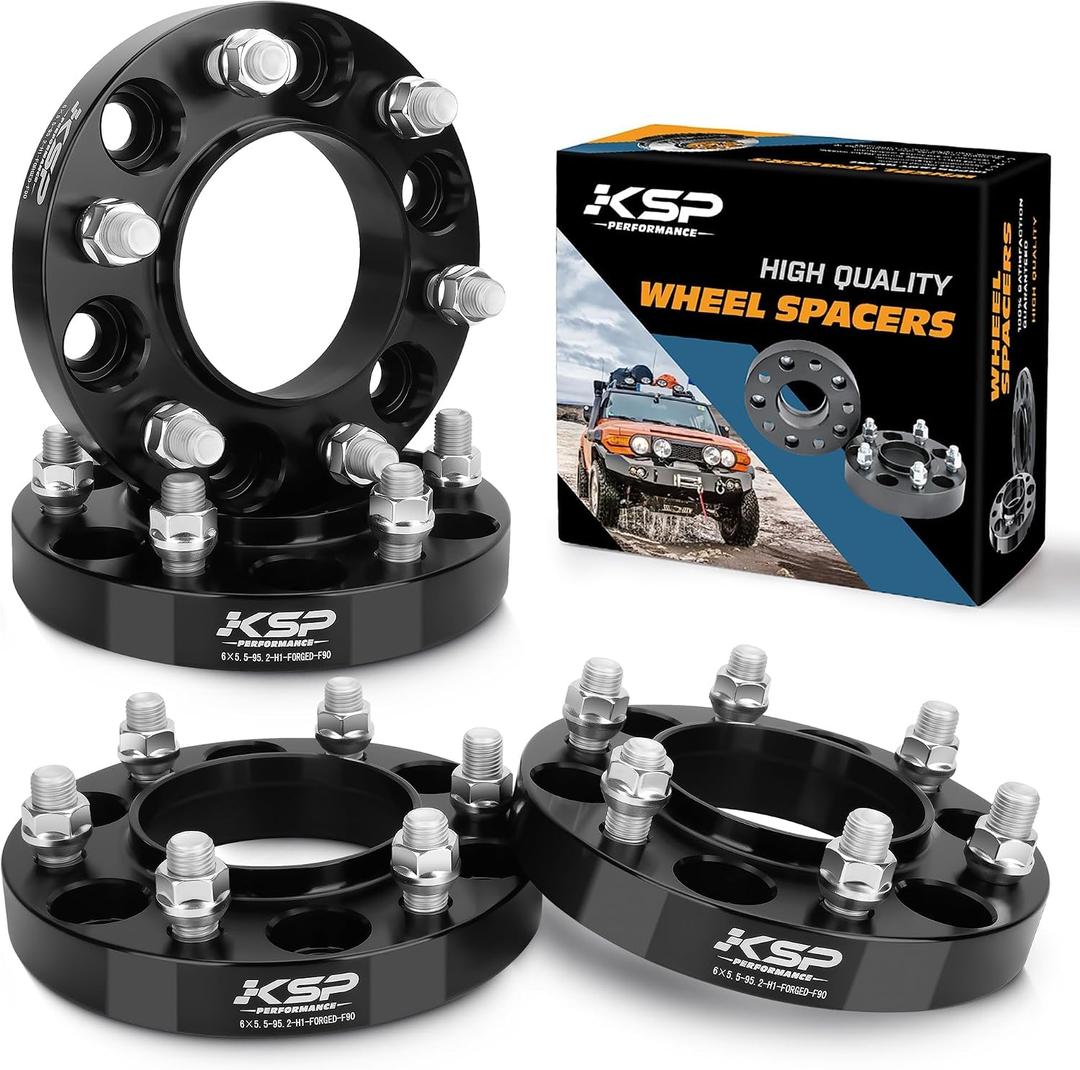 KSP 6x5.5 1inch Wheel Spacers Fit for 2024+ Tacoma, 1" 6x139.7 Wheel Spacers with 14x1.5 Studs 95.2mm Hub Bore Compatible with 2022+ Tundra(6 Lug), 2023+ Sequoia Wheel Adapters 4PCS
