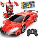 Qumcou Transform Remote Control Car, RC Cars for Boys Age 3-5 6-8, One-Button Transform Toy Cars, 2.4GHz, 360 Spin, 1:16 Scale, Flashing Headlight,3-8 Year Old Grandkids Christmas Birthday Gifts