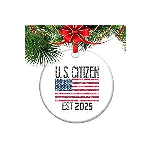 First Christmas As an American Citizen - 2025 Ceramic Christmas Ornament, America Citizenship Keepsake Gift, Citizenship