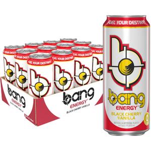 Bang Energy Black Cherry Vanilla, Sugar-Free Energy Drink, 16-Ounce (Pack of 12), Best By: 08/28/2026