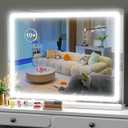 Makeup Vanity Mirror with USB Charging Port 28" x 22" Large LED Makeup Mirror, Desk Mirorr with Lights, Light up Mirror with 10X Magnification and, Dimmable 3 Modes, Touch Control White