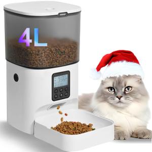 ANDOLL HOME Automatic Cat Feeder, 4L Cat Food Dispenser with 10s Voice Recorder, Pet Feeder up to 8 Meals per Day, Timed Dog Feeder with Dry Food Sealed Ring
