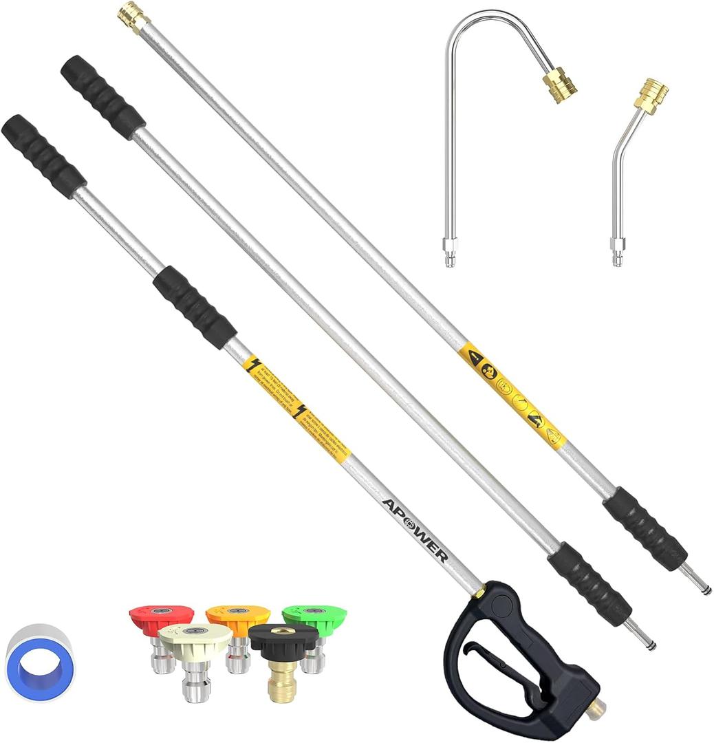 Pressure Washer Extension Wand 9 Ft, Gutter Cleaner Attachment | 1/4" Quick Connect, Pressure Washing Accessories for High-Reach Cleaning, for Gas and Electric Power Washers, 4000 PSI