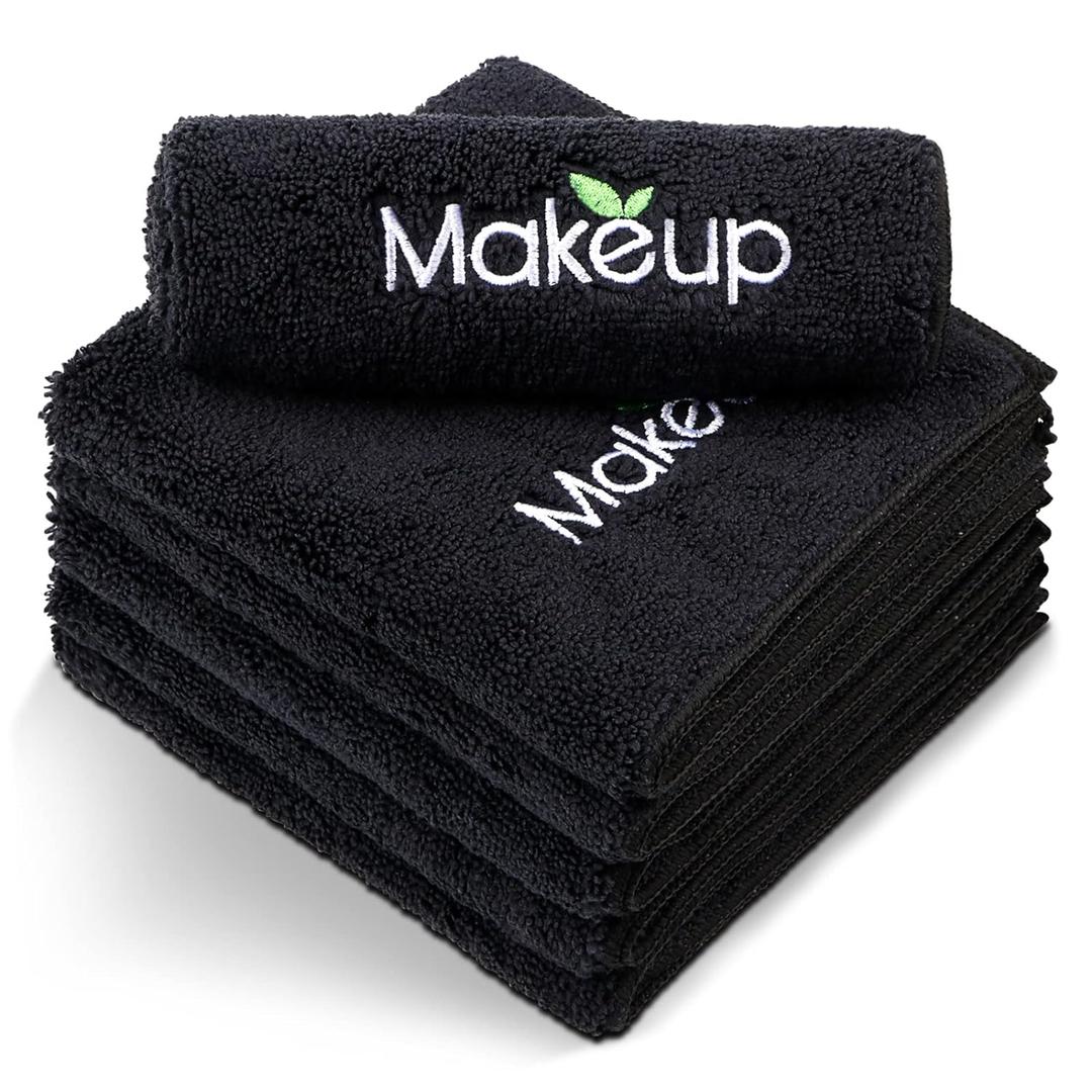 Orighty Microfiber Makeup Remover Cloths - Super Soft, Quick Dry Face Towels for Cleansing, 13 x 13 Inch, 6 Count, Black (6 Count (Pack of 1), Black)