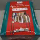 Ekisemio Double Rods Clothes Rack with Wheels Load 400 LBS, 45 Inch Rolling Clothing Rack for Hanging Clothes, Heavy Duty Garment Rack with Shelves, Metal Portable Closet, Black