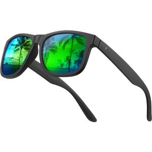 VELAZZIO Mens Sunglasses Polarized With UV400 Protection, Fits for Women Fashion Driving, Fishing, Sports, Beach, Golfing (Black Frame Green Lens)