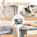 4 in 1 Baby Bassinet, Rocking Bassinets Bedside Sleeper with Comfy Mattress and Wheels, 6 Height Adjustable Easy Folding Portable Bedside Crib for Newborn Infant