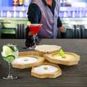 Margarita Salt Rimmer Set, 3 Tier Bamboo Glass Rimmer with Citrus Juicer, Bar Accessory Spice Container for Bartender, Drinks, Cocktail, Bloody Mary