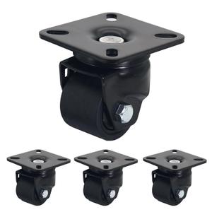 2 inch Low Gravity Center Caster Wheel, Swivel Plate Heavy Duty Industrial Caster Nylon Wheel Set of 4 Load Capacity 2200lbs Low Profile Caster for Cart, Toolbox,Workbench-Black