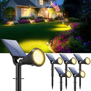 WELALO Solar Spot Lights Outdoor Waterproof for Flag, [6 Pack/4 Modes] Landscape Spotlights 180 Adjustable Solar Powered Lights for Walkway Pathway Tree Yard Garden Wall Driveway Statue Warm White