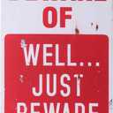 2 x Alotpower Halloween Decorations Metal Tin Sign for Outdoor Yard, Garage Wall, Rustic Vintage Beware of Well Just Beware, 7.8x11.8in