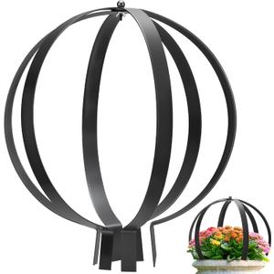 Heavy Duty Metal Garden Obelisk Trellis for Climbing Plants, Sturdy 27" x 23" Large Round Circle Trellis Potted Plant Spheres for Outdoor Indoor Flower Decor, Patio Doorway Urn Filler (Modern Black)