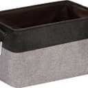 Sea Team 3-Pack Extra Large Storage Basket Set, Trunk Organizer, Clothes Toys Bin, 22 x 15 x 13 Inches, Rectangular Canvas Fabric Collapsible Shelf Box with Handles for Kids Room (Grey/Black)
