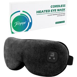 Heated Eye Mask for Dry Eyes, Cordless Warm Eye Compress, 4 Heat Levels, 4-Level Timing, 1000mAh Rechargeable, Blepharitis, Styes, Washable Cover, Travel, Gifts for Family(Black)