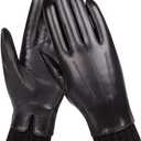 Winter Sheepskin Leather Gloves for Women - Warm Touchscreen Cashmere/wool Blend Lining Driving Windproof Cuffs
, Size M