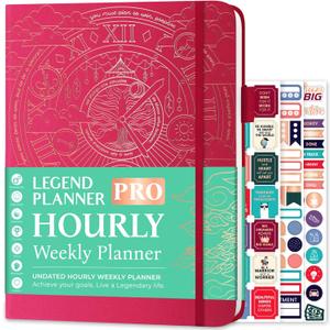 Legend Planner PRO Hourly Schedule - Weekly & Daily Organizer with Time Slots. Appointment Book Journal for Work & Personal, A4 (Hot Pink) (A4 (8.5" x 11"))