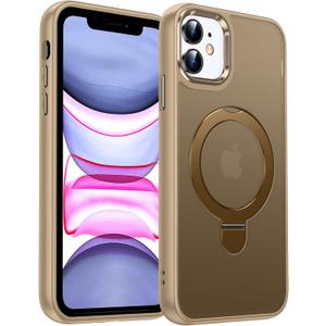 LeYi Phone Case for iPhone-11 Gold, for Magsafe with Stand [ Kickstand Ring Holder] Cover Funda para iPhone 11 Women Man Magnetic Mag Safe Rugged Military Grade Protective Slim ipone 11case, Gold