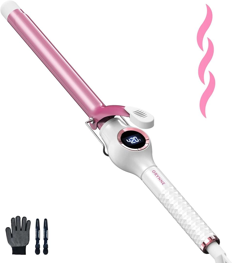 Ceramic Curling Iron, 3/4 Inch Barrel, Digital Temp Control, Fast Heat Up, 7 Adjustable Temperatures, 60 Min Auto Shut Off