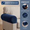 Homoyoyo 2pcs Sofa Armrest Cover Waterproof Armchair Arm Protectors Washable Stretchable Sofa Arm Covers for Recliners Sofas Chairs Living Room Couch Loveseat Navy Blue