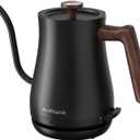 Gooseneck Electric Kettle with Thermometer, 0.8L Small Electric Tea Kettle, 1200W Fast Heat, Precision Pour for Coffee & Tea, Auto Shut Off & Dry Boil Protection, Stainless Steel