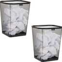 Mind Reader Mesh Trash Can, Waste Paper Basket, Square, Office, Metal Mesh, Set of 2, Black
