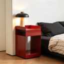 3-Tier Metal Nightstand, Mobile Side Table with Rolling Wheels, Space-Saving End Table for Bedroom Living Room Small Spaces