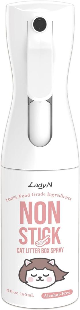 Lady N Non-Stick Coating Spray for Cat Litter Box and Self-Cleaning Litter Box | Alcohol-Free, Food Grade Waxing Formula, Prevents Sticking & Makes Cleaning Easy, 6 fl oz (1 Pack)
