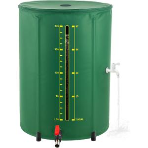 100 Gallon Rain Barrel with Water Level Indicator, Detachable Filter Screen Designed for Rain Water Collection Barrel, Rain Barrels to Collect Rainwater from Gutter with Spigots and Overflow Kit (Green)