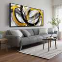 Abstract Canvas Wall Art Living Room - Black and Gold Wall Art - Large Picture Frames for Wall Size 29" x 59"