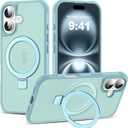 Compatible with iPhone 16 Case with Invisible Magnetic O-Ring Stand Military-Grade Translucent Case for iPhone 16 6.1" [Compatible with Mag-Safe][Great Grip Feeling], Blue