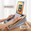 HUANUO Laptop Lap Desk - Portable Lap Desk with Pillow Cushion, Fits up to 15.6 inch Laptop, with Anti-Slip Strip & Storage Function for Home Office Students Use as Computer Laptop Stand, Book Tablet