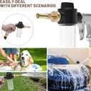High Pressure Car Wash Foam Gun Sprayer, Heavy Duty Metal Garden Hose Nozzle with 3.5oz/100cc Plastic Soap Dispenser Bottle, for Pet Showering, Gardening, Floor Cleaning (Silver)