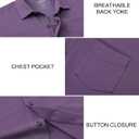 VEBOON Men's Short Sleeve Button Down Shirts Cotton Lightweight Stretch Moisture Wicking Dress Shirt with Pocket (Purple, XXXL)